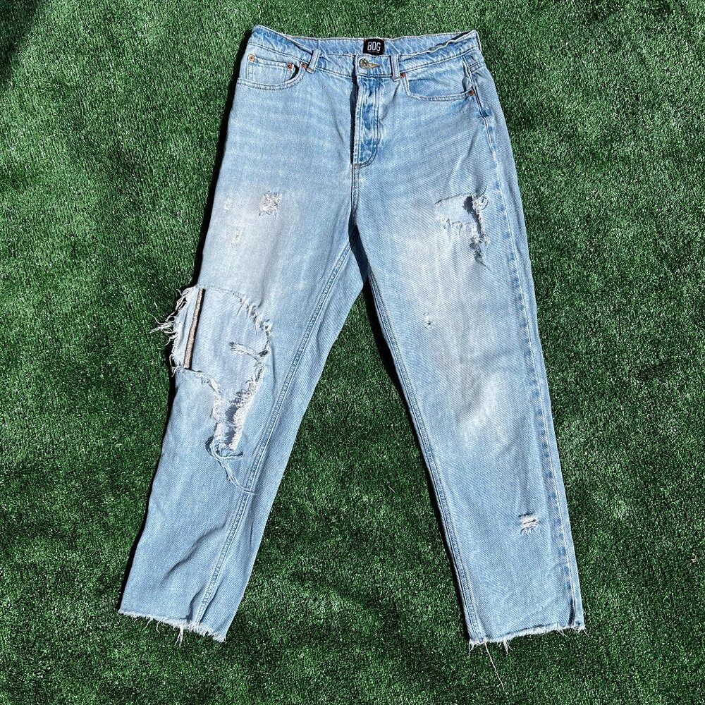 BDG - Baggy Distressed Ripped Straight Leg Light Blue Denim Jeans